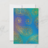 Goldfoil-Arabische Bollywood-Hochzeit RSVP Karte (Rückseite)