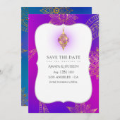Goldfoil-Arabische Bollywood-Hochzeit Save The Date (Vorne/Hinten)