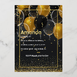Goldfoil Ballon Birthday Foil Einladung