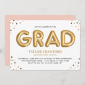 Goldfoil Ballon Confetti Dots Graduation Party Einladung (Vorne/Hinten)