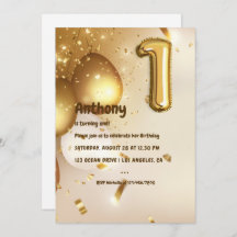 Goldfoil Ballon und Confetti 1. Geburtstag