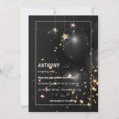 Goldfoil Ballon und Confetti Geburtstagsparty Einladung (Vorderseite)