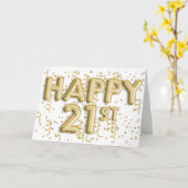 Goldfoil Balloons glücklich 21. Geburtstag Karte (Gelbe Blume)