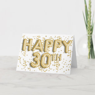 Goldfoil Balloons glücklich 30. Geburtstag Karte