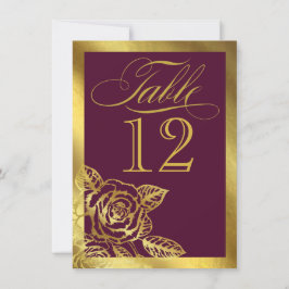 Goldfoil Burgundy Vintage Botanische Tafelkarte Einladung