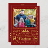 Goldfoil Collage auf dem Roten Foto Weihnachten (Vorne/Hinten)