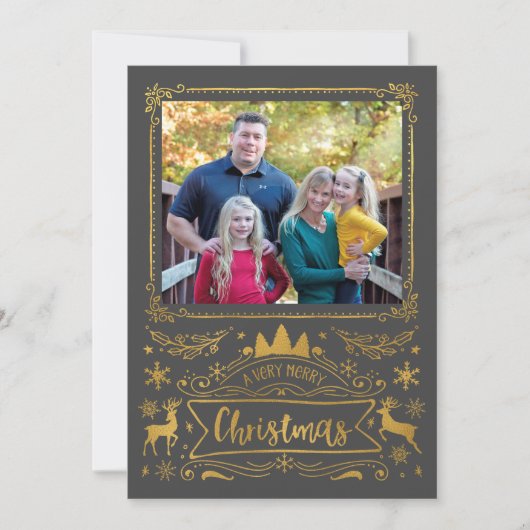 Goldfoil Collage auf grauem Foto Weihnachten (Vorderseite)