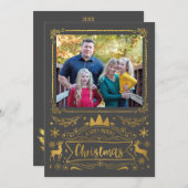 Goldfoil Collage auf grauem Foto Weihnachten (Vorne/Hinten)