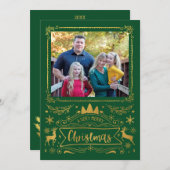 Goldfoil Collage auf grünem Foto Weihnachten (Vorne/Hinten)