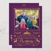 Goldfoil Collage auf Lila Foto Weihnachten (Vorne/Hinten)