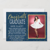 Goldfoil Confetti Abschluss Einladung (Rückseite)