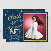 Goldfoil Confetti Abschluss Einladung (Vorne/Hinten)