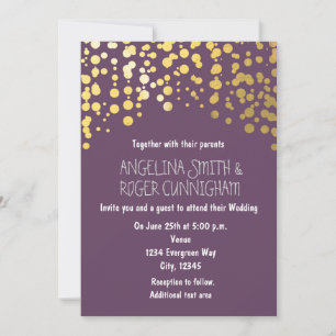Goldfoil Confetti Lila Gray Wedding Einladung