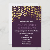 Goldfoil Confetti Lila Hochzeitseinladung Einladung (Vorderseite)
