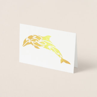 Goldfoil Dolphin Notecard Folienkarte