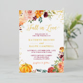 Goldfoil Fall in der Liebe Herbstblumenhochzeit Folieneinladung (Stehend vorne)