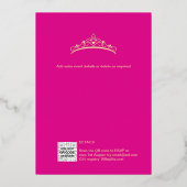 Goldfoil Girly Pink 15. Geburtstag Quinceanera Foi Folieneinladung (Rückseite)