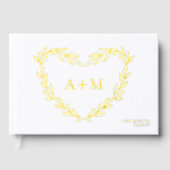 Goldfoil Herzkranz 2 Erstmalige Monogramm-Hochzeit Gästebuch (Vorderseite)