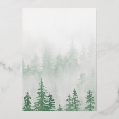 Goldfoil-Hochzeit-Tischnummern Evergreen Forest Folieneinladung (Rückseite)