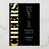 Goldfoil jubelt Silvester-Party Einladung (Vorderseite)