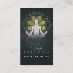 Goldfoil Mandala Floral & Yoga Meditation Pose Om Visitenkarte