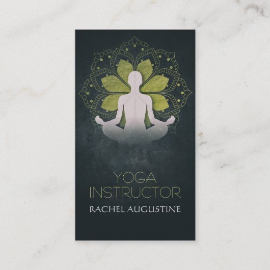 Goldfoil Mandala Floral & Yoga Meditation Pose Om Visitenkarte (Vorderseite)