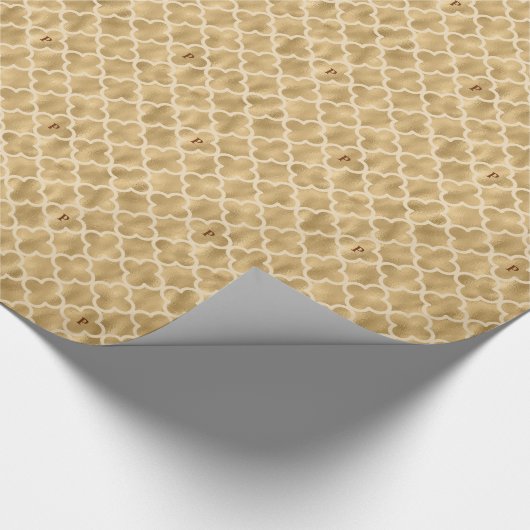 Goldfoil Marokkanischer Trellis Mit Monogramm Weih Geschenkpapier (Ecke)