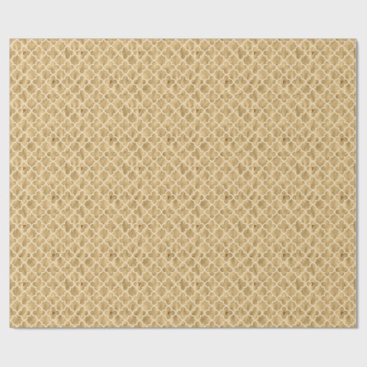 Goldfoil Marokkanischer Trellis Mit Monogramm Weih Geschenkpapier (Flach)