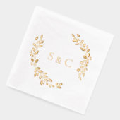 Goldfoil Monogram Wreath Elegante Hochzeit Servietten Mit Folie (Links)
