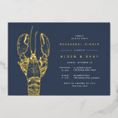 Goldfoil Nautic Hummer Probe Dinner Folieneinladung (Vorderseite)