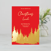 Goldfoil Red Pine Tree Weihnachtsessen Folieneinladung (Stehend vorne)