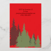 Goldfoil Red Pine Tree Weihnachtsessen Folieneinladung (Rückseite)