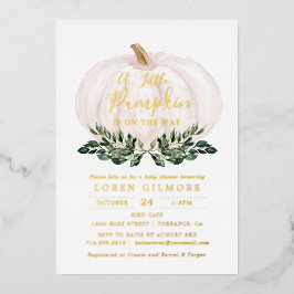 Goldfoil Rustikale Kürbis Kinderdusche Folieneinladung