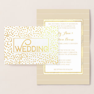 Goldfoil Typografie Confetti Hochzeitseinladungen Folienkarte
