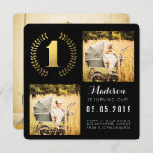 Goldfoildraht 1. Geburtstag Foto-Karten Einladung (Vorne/Hinten)