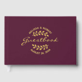 Goldfoildrama bei Burgundy-Hochzeit Gästebuch (Vorderseite)