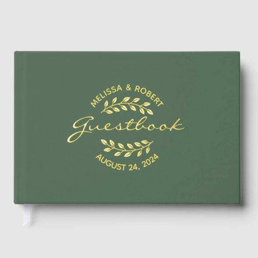 Goldfoildrama bei Grüner Hochzeit Gästebuch (Vorderseite)