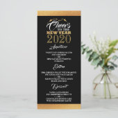 Goldfoileffekt, Champagnerbläschen, Neujahrsmenü Menükarte (Stehend Vorderseite)