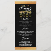 Goldfoileffekt, Champagnerbläschen, Neujahrsmenü Menükarte (Vorderseite)