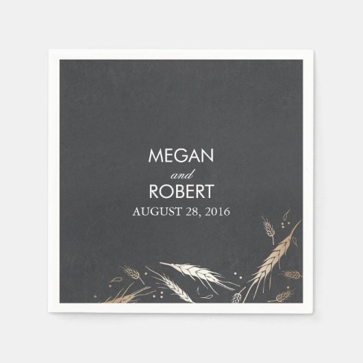 Goldfoileffekt Fall Weizenhalskappe Rustikal Serviette (Vorderseite)