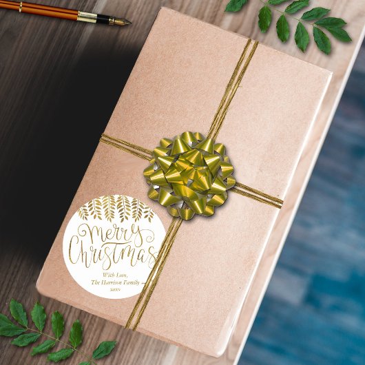 Goldfoileffekt Typografie Frohe Weihnachten Runder Aufkleber