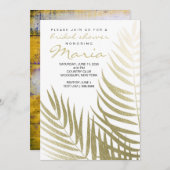 Goldfoilpalme-Blätter-Brautparty Einladung (Vorne/Hinten)
