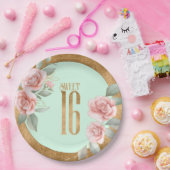 Goldfolie 16 . Geburtstag Minze Green ID757 Pappteller (Party)