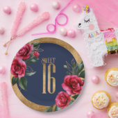 Goldfolie 16 . Geburtstag Navy Blue ID757 Pappteller (Party)