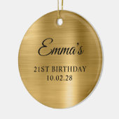 Goldfolie 21. Geburtstag Foto Keramik Ornament (Links)