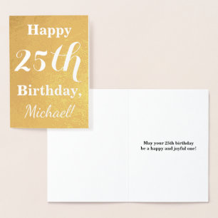 Goldfolie 25. Geburtstag + Individuelle Name Folienkarte