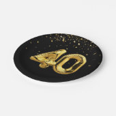 Goldfolie 40 Ballons und Konfetti Papierplatte Pappteller (Schrägansicht)