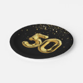 Goldfolie 50 Balloons und Konfetti Papierplatte Pappteller (Schrägansicht)