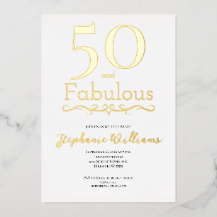 Goldfolie 50 und Fantastische 50. Geburtstagsfeier Folieneinladung