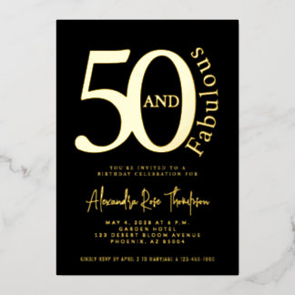 Goldfolie 50 und Fantastische 50. Geburtstagsfeier Folieneinladung